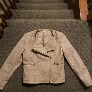 Tan leather motto jacket